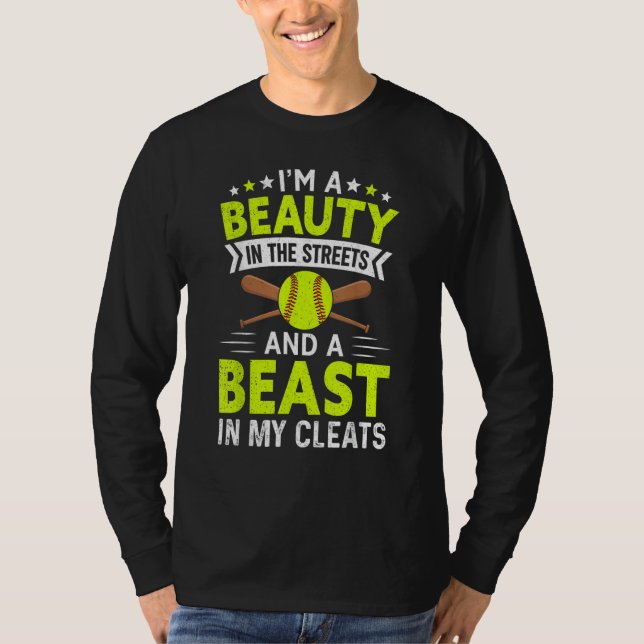 Softball For Women Girls Softball Team Player T-Shirt (Front)