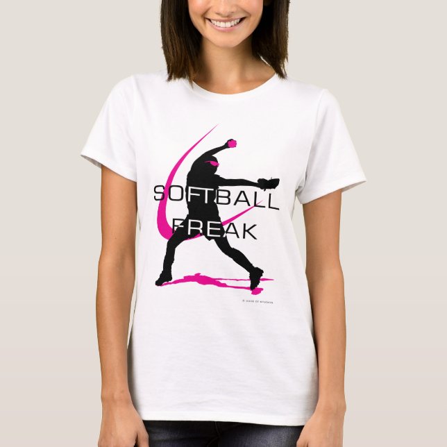 Softball Freak Pink Pitcher Softball T-Shirt (Front)