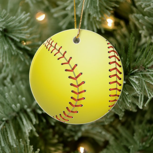 Softball Fun Sports Game Christmas Holidays Ceramic Ornament (Tree)