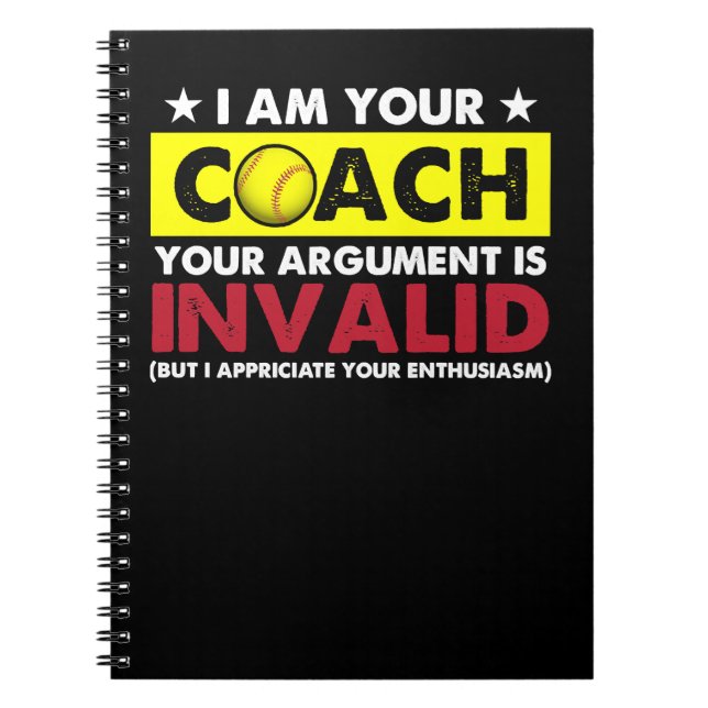 Softball FunnyCoach Coaching Staff 67 sport Notebook (Front)