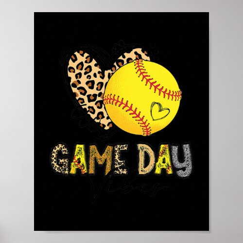 Softball Game Day Vibes Leopard Softball Mom Game Poster