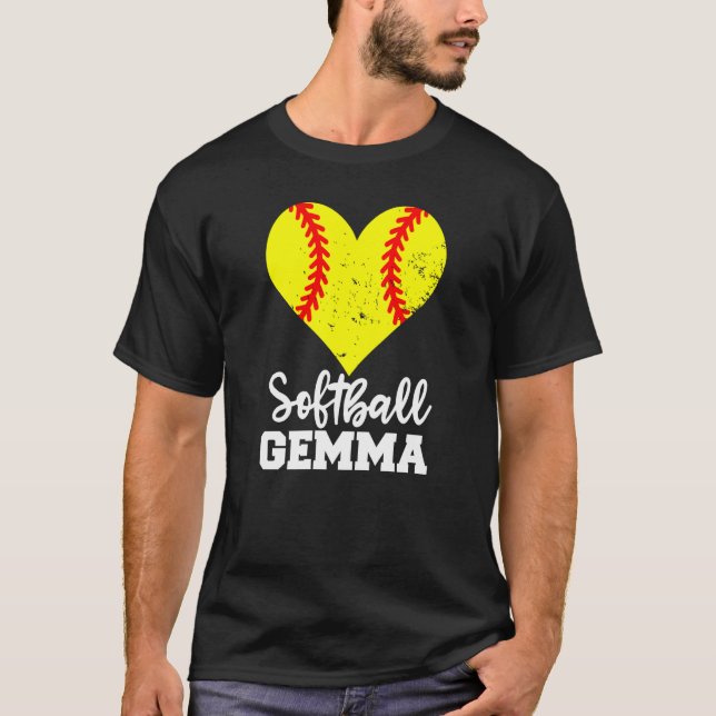 Softball Gemma Softball Heart Grandma Gemma T-Shirt (Front)