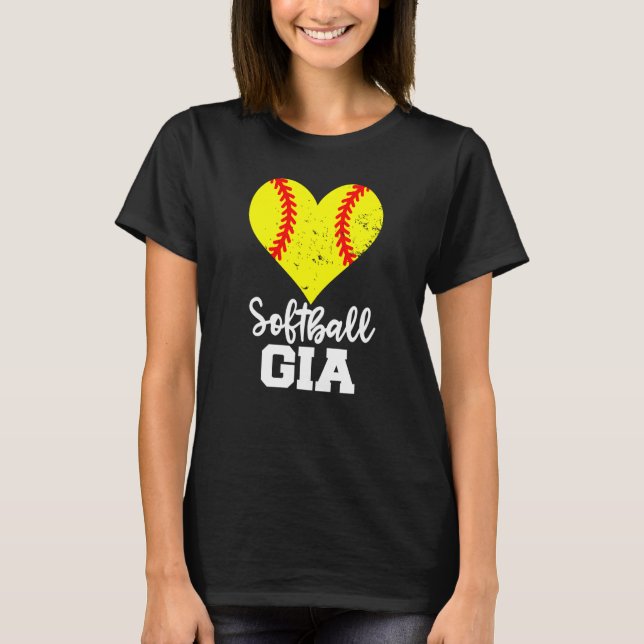 Softball Gia Softball Heart Grandma Gia T-Shirt (Front)