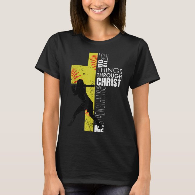 Softball Gifts Players Teen Girls Women Christian  T-Shirt (Front)