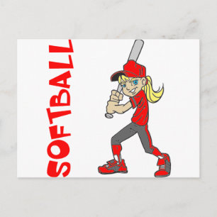 SOFTBALL GIRL BAT TEXT POSTCARD