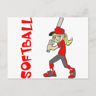 SOFTBALL GIRL BAT TEXT POSTCARD
