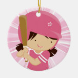 Softball Girl Batter In Pink And White Ceramic Ornament at Zazzle