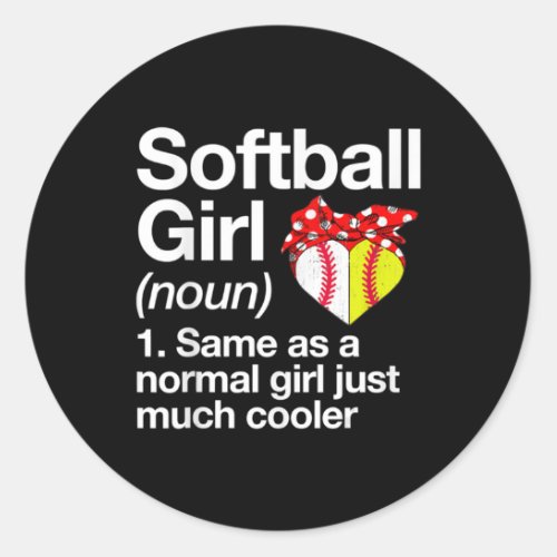 Softball Girl Definition Sassy Sports Classic Round Sticker