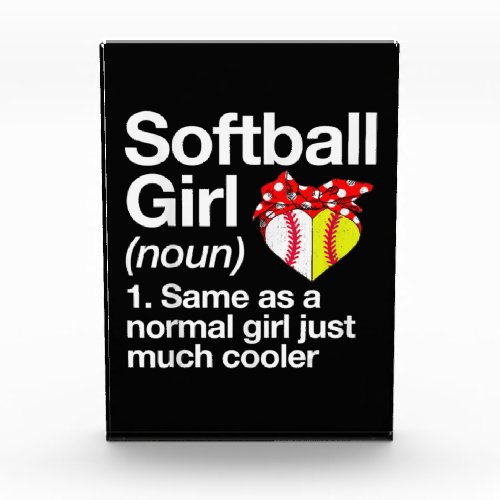 Softball Girl Definition Sassy Sports Photo Block