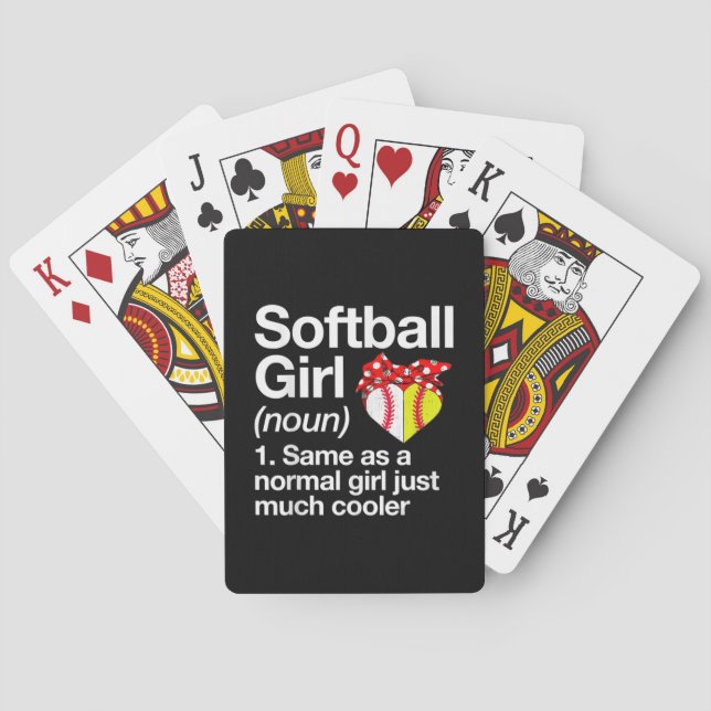 Softball Girl Definition Sassy Sports Poker Cards (Back)