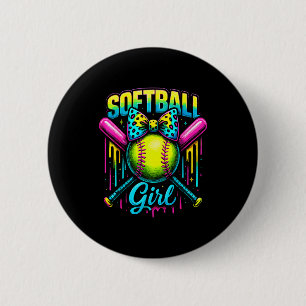 Softball Girl Drip Funny Softball Player Button
