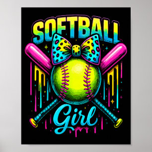 Softball Girl Drip Funny Softball Player Poster