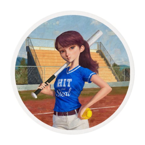 Softball Girl Edible Frosting Rounds