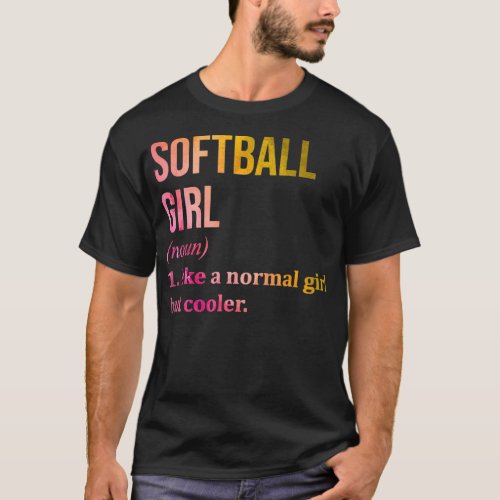 Softball Girl Funny Quote in Watercolor T_Shirt