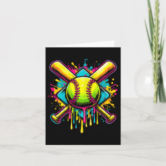 Softball Girl Ice Cream Softball Drip Card