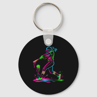 Softball girl ice cream softball drip keychain