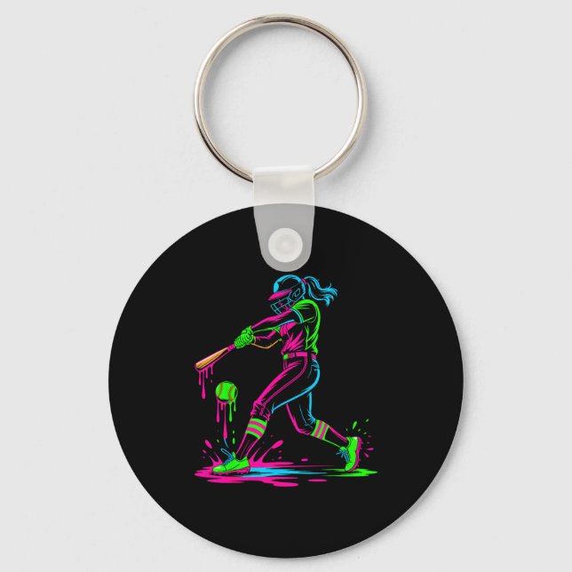Softball girl ice cream softball drip  keychain (Front)