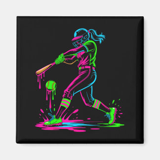 Softball girl ice cream softball drip magnet
