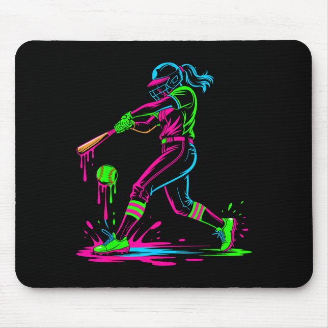 Softball girl ice cream softball drip  mouse pad (Front)