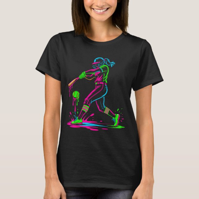 Softball girl ice cream softball drip  T-Shirt (Front)