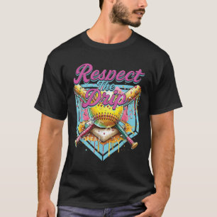 Softball Girl Ice Cream Softball Drip Youth Respec T-Shirt