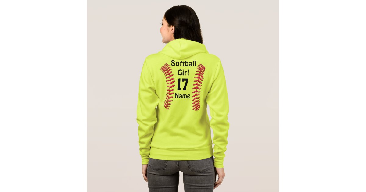 Softball Girl Personalized Zip Up Hoodies | Zazzle