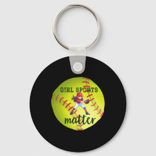 Softball; Girl Sports Sticker  Keychain