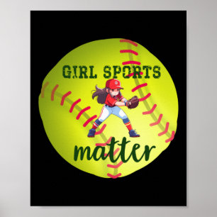 Softball; Girl Sports Sticker  Poster