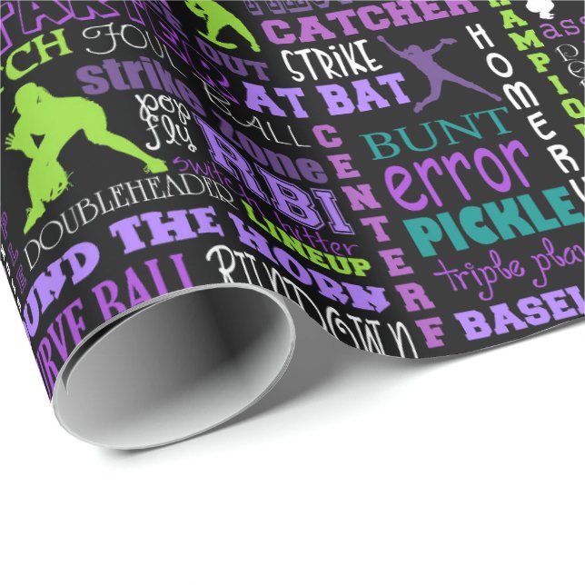 Softball Girls Black 1 Wrapping Paper (Roll Corner)
