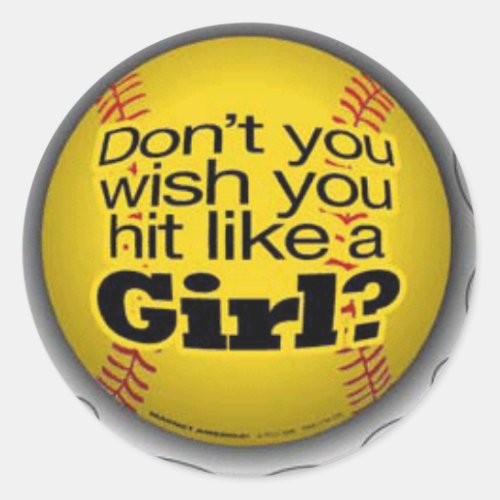 softball_girls classic round sticker