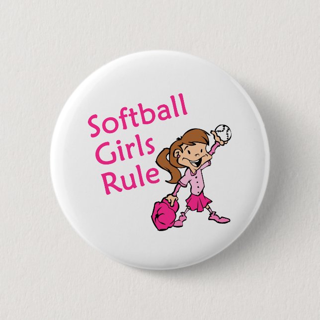 softball girls rule button (Front)