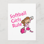 Softball Girls Rule Postcard at Zazzle