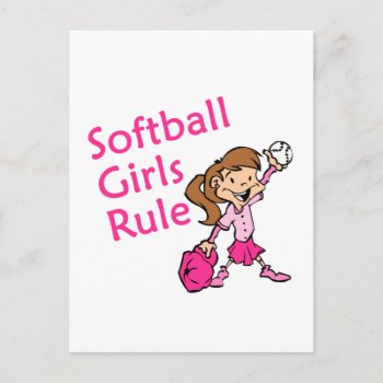 Softball Girls Rule Postcard by shopaholicchick at Zazzle
