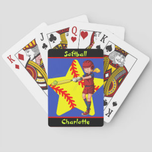 Softball Girls Star Batter Swing Personalized Poker Cards