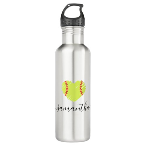 Softball Girls Womens Personalized Stainless Steel Water Bottle