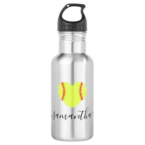 Softball Girls Womens Personalized Stainless Steel Water Bottle