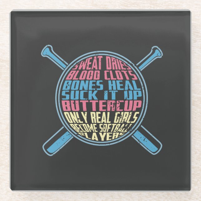 Softball Glass Coaster (Front)