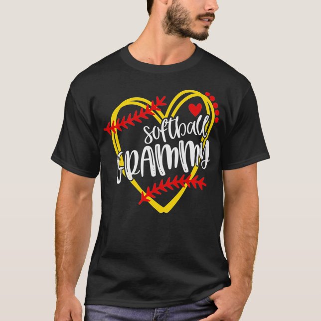 Softball GRAMMY Grandma Softball Softball Heart  T-Shirt (Front)
