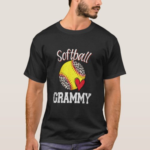 Softball Grammy Leopard Ball  Mothers Day  Cute T_Shirt