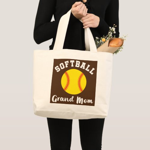 Softball Grand Mom Nana Cute Matching Family Large Tote Bag