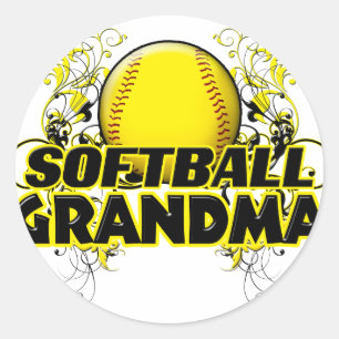 Softball Grandma (cross).png Classic Round Sticker