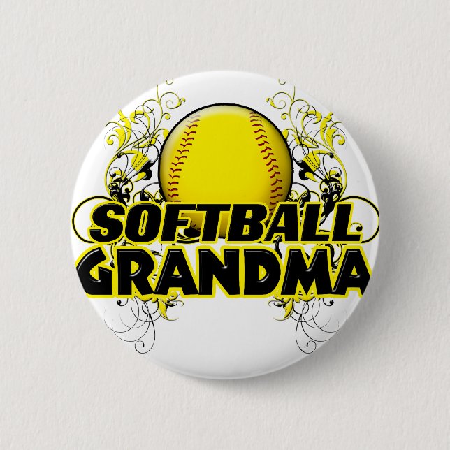 Softball Grandma (cross).png Pinback Button (Front)