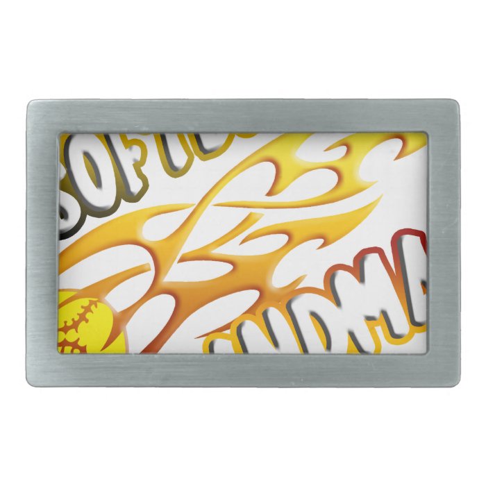 Softball Grandma (flame).png Rectangular Belt Buckles