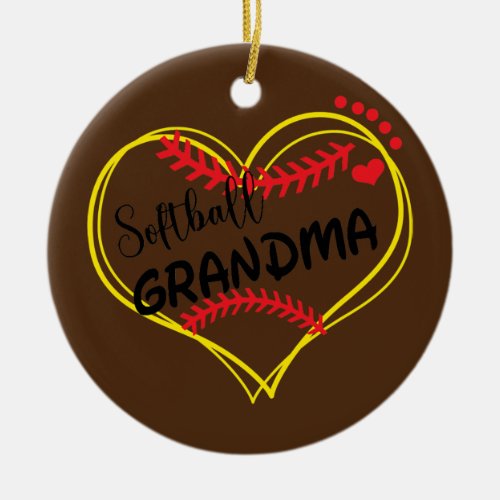 Softball Grandma For Women Grandmothers Lover  Ceramic Ornament