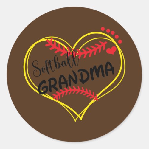 Softball Grandma For Women Grandmothers Lover  Classic Round Sticker