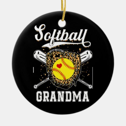 Softball Grandma Leopard Game Day Softball Ceramic Ornament