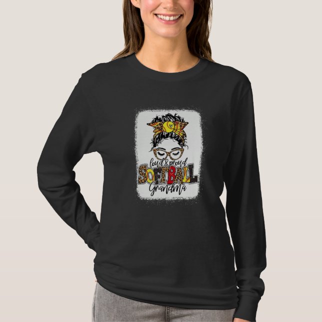 Softball Grandma Messy Bun  Softball Grandma T-Shirt (Front)