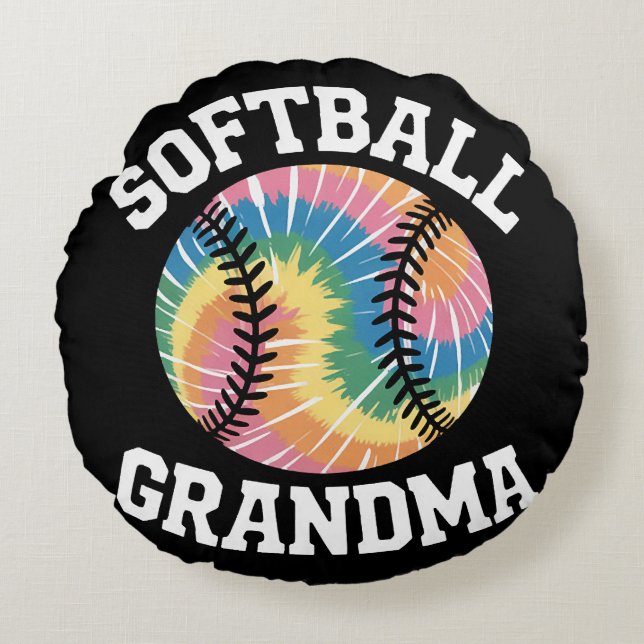 Softball Grandma Round Pillow (Front)