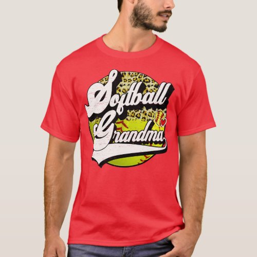 Softball Grandma Vintage Leopard Softball Family M T_Shirt