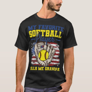 Softball Grandpa American Flag Vintage T-Shirt